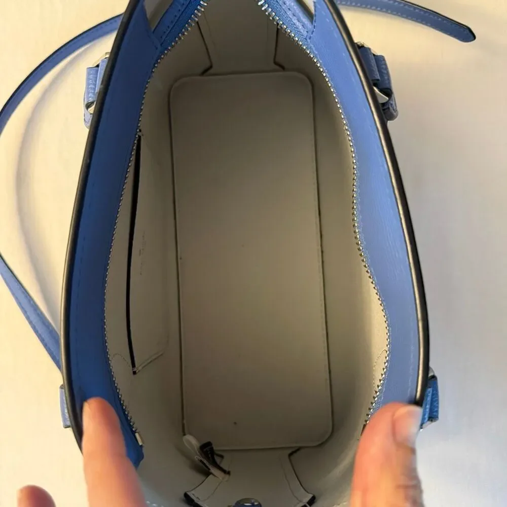 Kate Spade New York | Blue Leather Purse | Crossbody Strap | Top Handle | Zip Cl